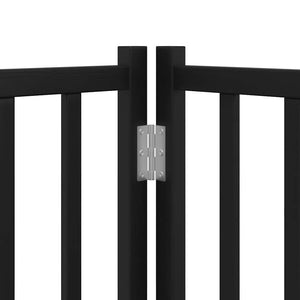 vidaXL Dog Gate with Door Foldable 4 Panels Black 320 cm Solid Wood Fir