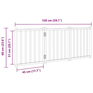 vidaXL Dog Gate Foldable 3 Panels Brown Oak 150 cm Solid Wood Fir