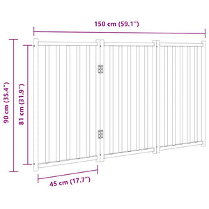 vidaXL Dog Gate Foldable 3 Panels Brown Oak 150 cm Solid Wood Fir