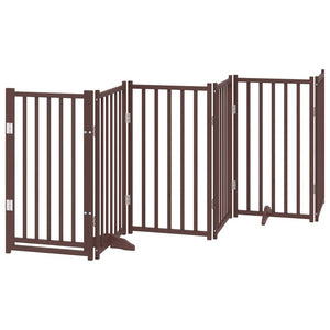 vidaXL Dog Gate with Door Foldable 6 Panels Brown Oak 300 cm Solid Wood Fir