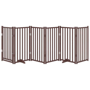 vidaXL Dog Gate with Door Foldable 6 Panels Brown Oak 300 cm Solid Wood Fir