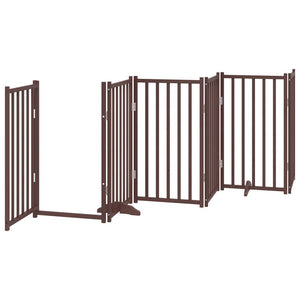 vidaXL Dog Gate with Door Foldable 6 Panels Brown Oak 300 cm Solid Wood Fir