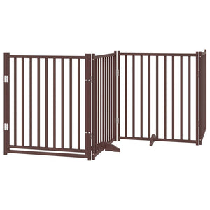 vidaXL Dog Gate with Door Foldable 4 Panels Brown Oak 320 cm Solid Wood Fir