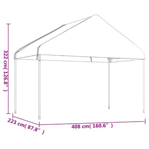 vidaXL Gazebo with Roof White 4.08x2.23x3.22 m Polyethylene