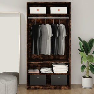 vidaXL Wardrobe Smoked Oak 100x50x200 cm Engineered Wood