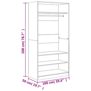 vidaXL Wardrobe Smoked Oak 100x50x200 cm Engineered Wood