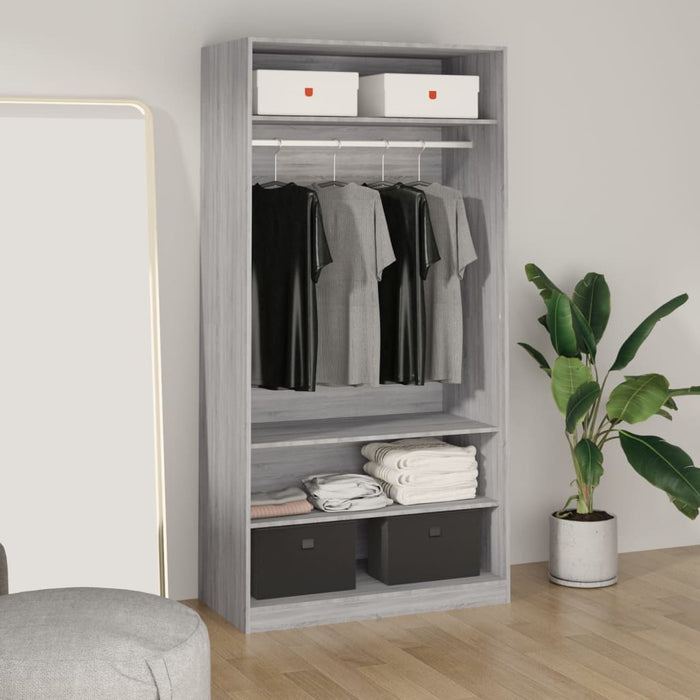 vidaXL Wardrobe Grey Sonoma 100x50x200 cm Engineered Wood