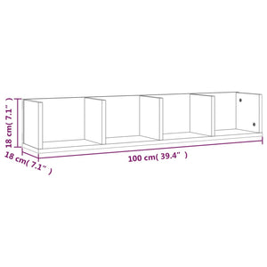 vidaXL CD Wall Shelf Smoked Oak 100x18x18 cm Engineered Wood