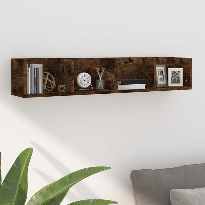 vidaXL CD Wall Shelf Smoked Oak 100x18x18 cm Engineered Wood