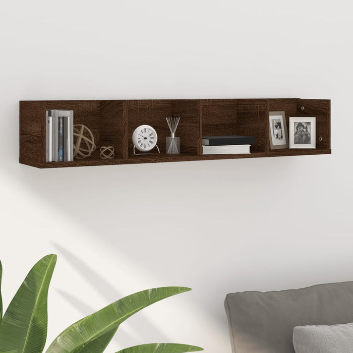 vidaXL CD Wall Shelf Brown Oak 100x18x18 cm Engineered Wood