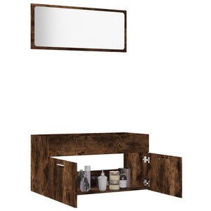 vidaXL 2 Piece Bathroom Furniture Set Smoked Oak Engineered Wood