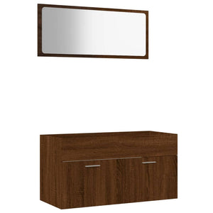 vidaXL 2 Piece Bathroom Furniture Set Brown Oak Engineered Wood