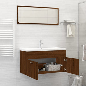 vidaXL 2 Piece Bathroom Furniture Set Brown Oak Engineered Wood