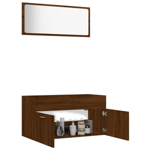 vidaXL 2 Piece Bathroom Furniture Set Brown Oak Engineered Wood