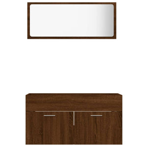 vidaXL 2 Piece Bathroom Furniture Set Brown Oak Engineered Wood