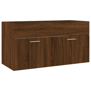 vidaXL 2 Piece Bathroom Furniture Set Brown Oak Engineered Wood