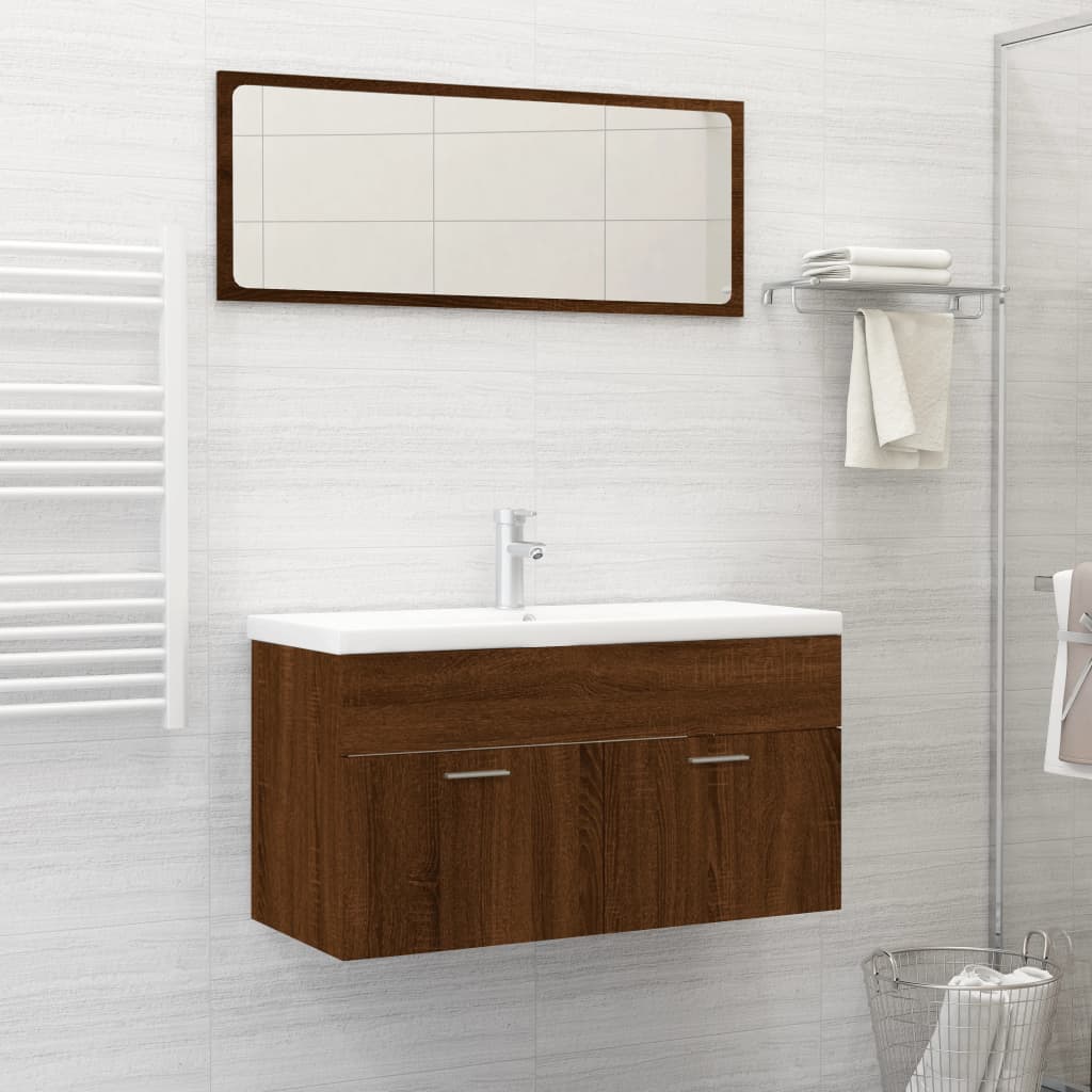 vidaXL 2 Piece Bathroom Furniture Set Brown Oak Engineered Wood