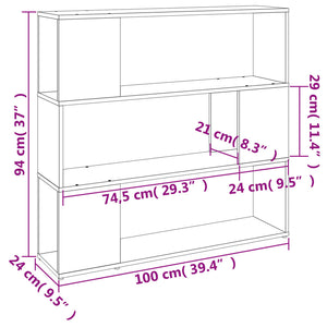 vidaXL Book Cabinet/Room Divider Grey Sonoma 100x24x94 cm