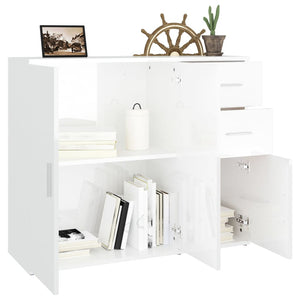 vidaXL Sideboard High Gloss White 91x29.5x75 cm Engineered Wood