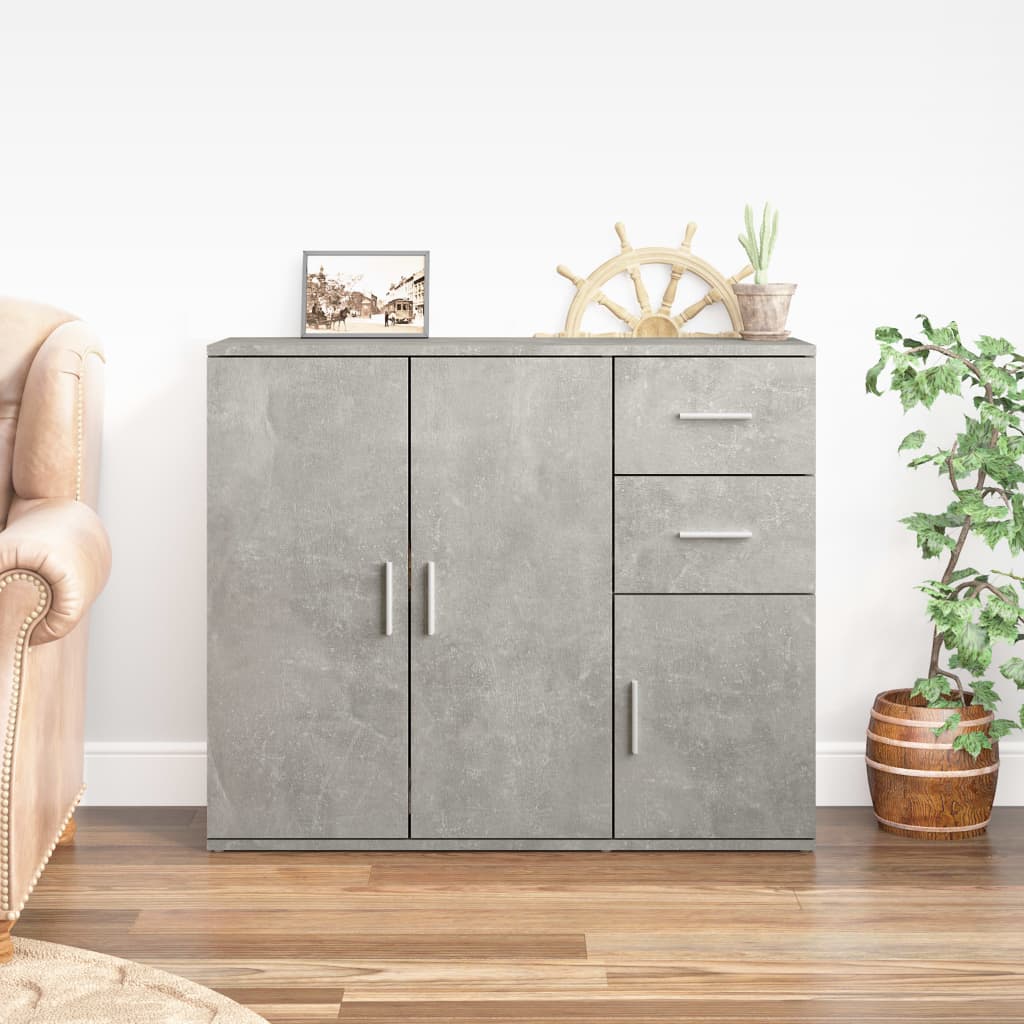 vidaXL Sideboard Concrete Grey 91x29.5x75 cm Engineered Wood