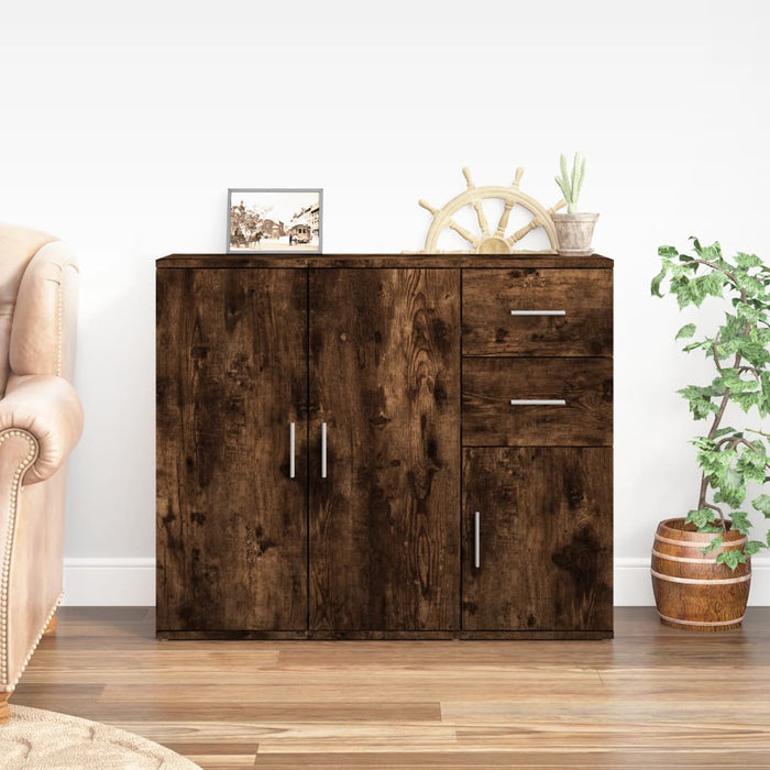 vidaXL Sideboard Smoked Oak 91x29.5x75 cm Engineered Wood