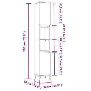 vidaXL Bathroom Cabinet White 30x30x190 cm Engineered Wood