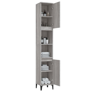 vidaXL Bathroom Cabinet Grey Sonoma 30x30x190 cm Engineered Wood