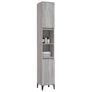 vidaXL Bathroom Cabinet Grey Sonoma 30x30x190 cm Engineered Wood