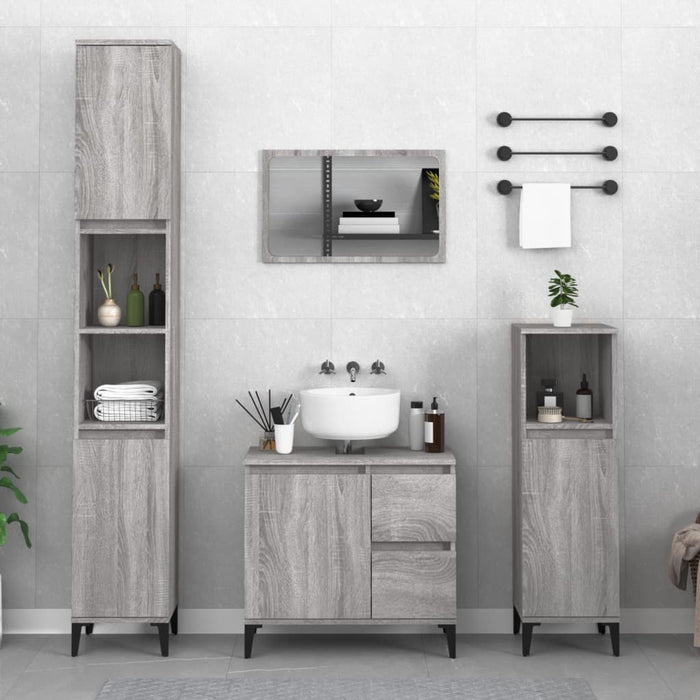 vidaXL Bathroom Cabinet Grey Sonoma 30x30x190 cm Engineered Wood