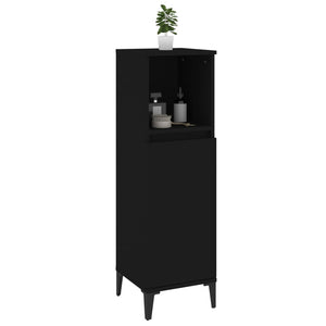 vidaXL Bathroom Cabinet Black 30x30x100 cm Engineered Wood