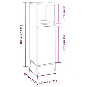 vidaXL Bathroom Cabinet Brown Oak 30x30x100 cm Engineered Wood