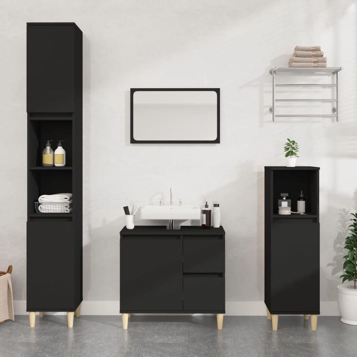 vidaXL Bathroom Cabinet Black 65x33x60 cm Engineered Wood