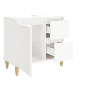 vidaXL Bathroom Cabinet High Gloss White 65x33x60 cm Engineered Wood