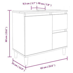 vidaXL Bathroom Cabinet High Gloss White 65x33x60 cm Engineered Wood