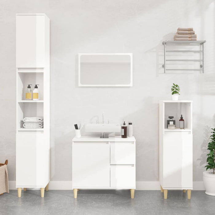 vidaXL Bathroom Cabinet High Gloss White 65x33x60 cm Engineered Wood