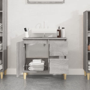 vidaXL Bathroom Cabinet Grey Sonoma 65x33x60 cm Engineered Wood