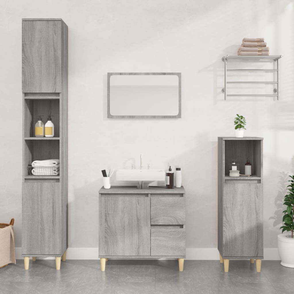 vidaXL Bathroom Cabinet Grey Sonoma 65x33x60 cm Engineered Wood