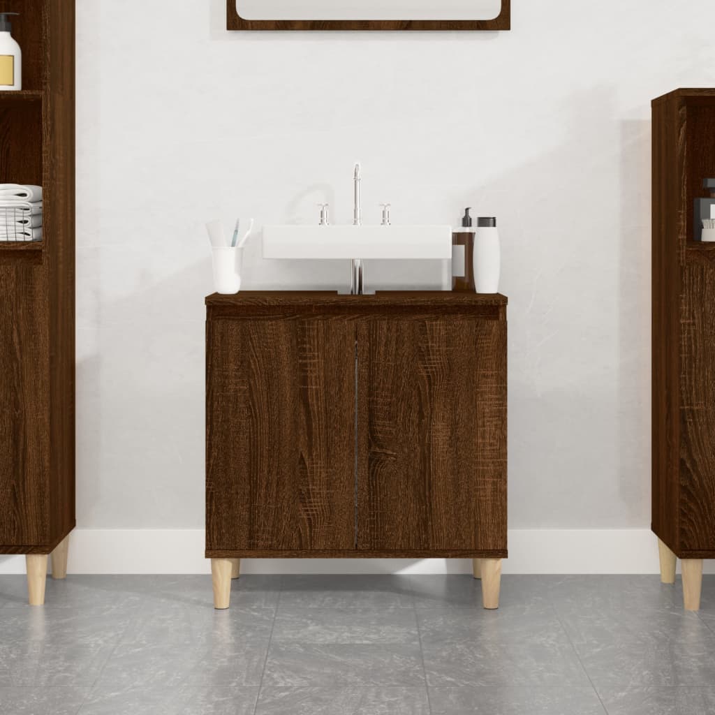 vidaXL Sink Cabinet Brown Oak 58x33x60 cm Engineered Wood