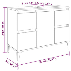 vidaXL Sink Cabinet White 80x33x60 cm Engineered Wood