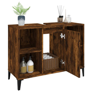 vidaXL Sink Cabinet Smoked Oak 80x33x60 cm Engineered Wood