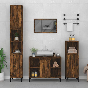 vidaXL Sink Cabinet Smoked Oak 80x33x60 cm Engineered Wood