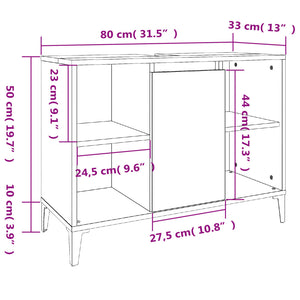 vidaXL Sink Cabinet Grey Sonoma 80x33x60 cm Engineered Wood