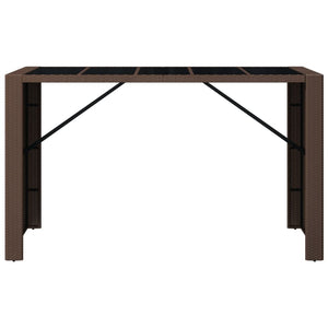 vidaXL Bar Table with Glass Top Brown 185x80x110 cm Poly Rattan