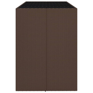 vidaXL Bar Table with Glass Top Brown 185x80x110 cm Poly Rattan