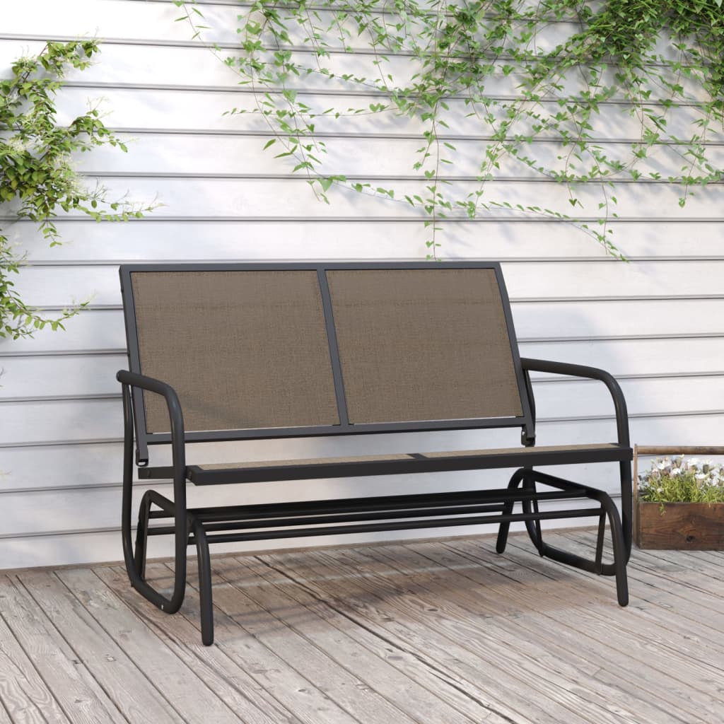 vidaXL Garden Glider Bench Brown120.5x76x86.5 cm Textilene&Steel