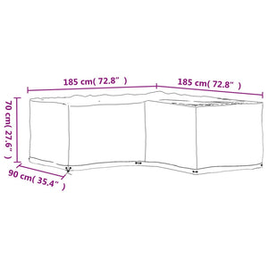 vidaXL L-Shaped Garden Furniture Covers 2 pcs 12 Eyelets 185x185x70 cm