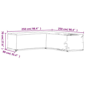 vidaXL L-Shaped Garden Furniture Covers 2 pcs 16 Eyelets 250x250x70 cm