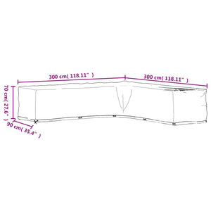 vidaXL L-Shaped Garden Furniture Covers 2 pcs 20 Eyelets 300x300x70 cm