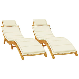 vidaXL Sun Loungers 2 pcs with Cream Cushions Solid Wood Acacia