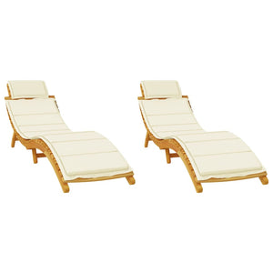 vidaXL Sun Loungers 2 pcs with Cream Cushions Solid Wood Acacia